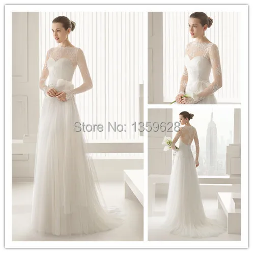 Elegant Long Sleeves Illusion Neckline Lace Cover Back Muslim Elegant Long Sleeves Illusion Neckline Lace Cover Back Muslim Wedding Dress Rse 039 Vintage