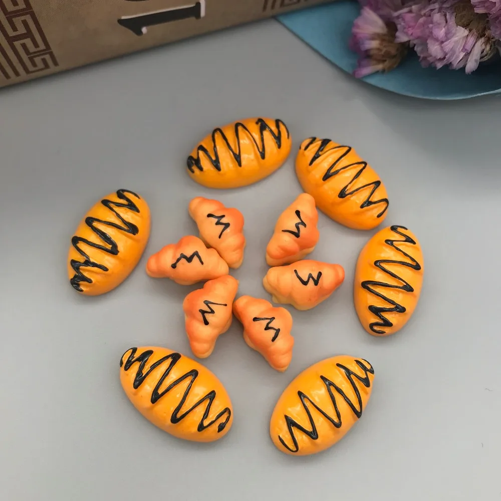 Resin Miniature Bread 10pcs set Simulation food FlatBack Cabochon for Phone Decoration/Dollhouse. Crafts Making