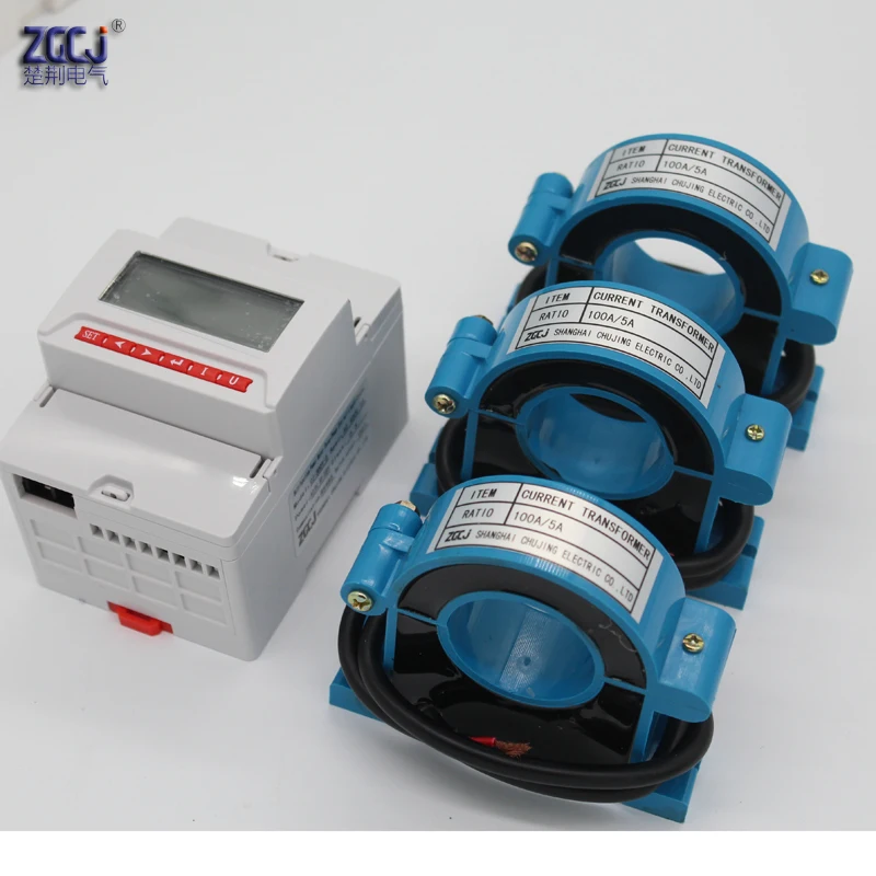 

CJ-3DDY-O LCD display AC 0-100A 3 phase din multifunctional meter with RS485 communication with 1 relay power meter with CT