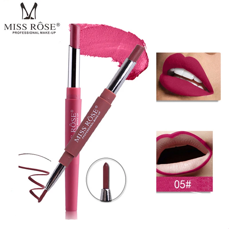 Губная помада Miss Rose бежевого цвета водостойкая двухсторонняя губная долговечная