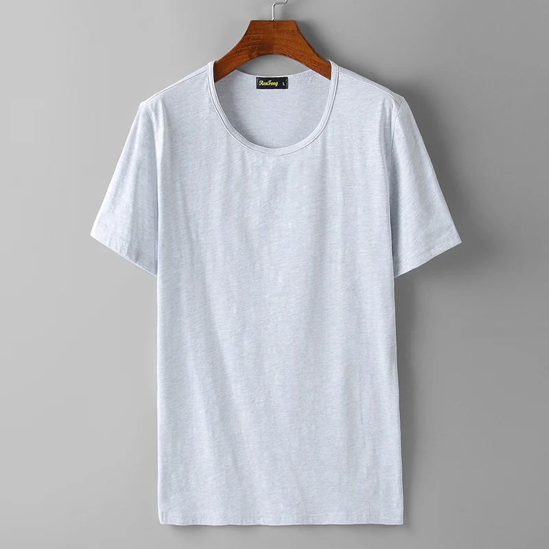 

REN.F Cotton Short Sleeve T-Shirt Men Brand Clothing 2018 Spring Summer New Fashion Solid Color O-Neck Basic Tee Shirt Tops