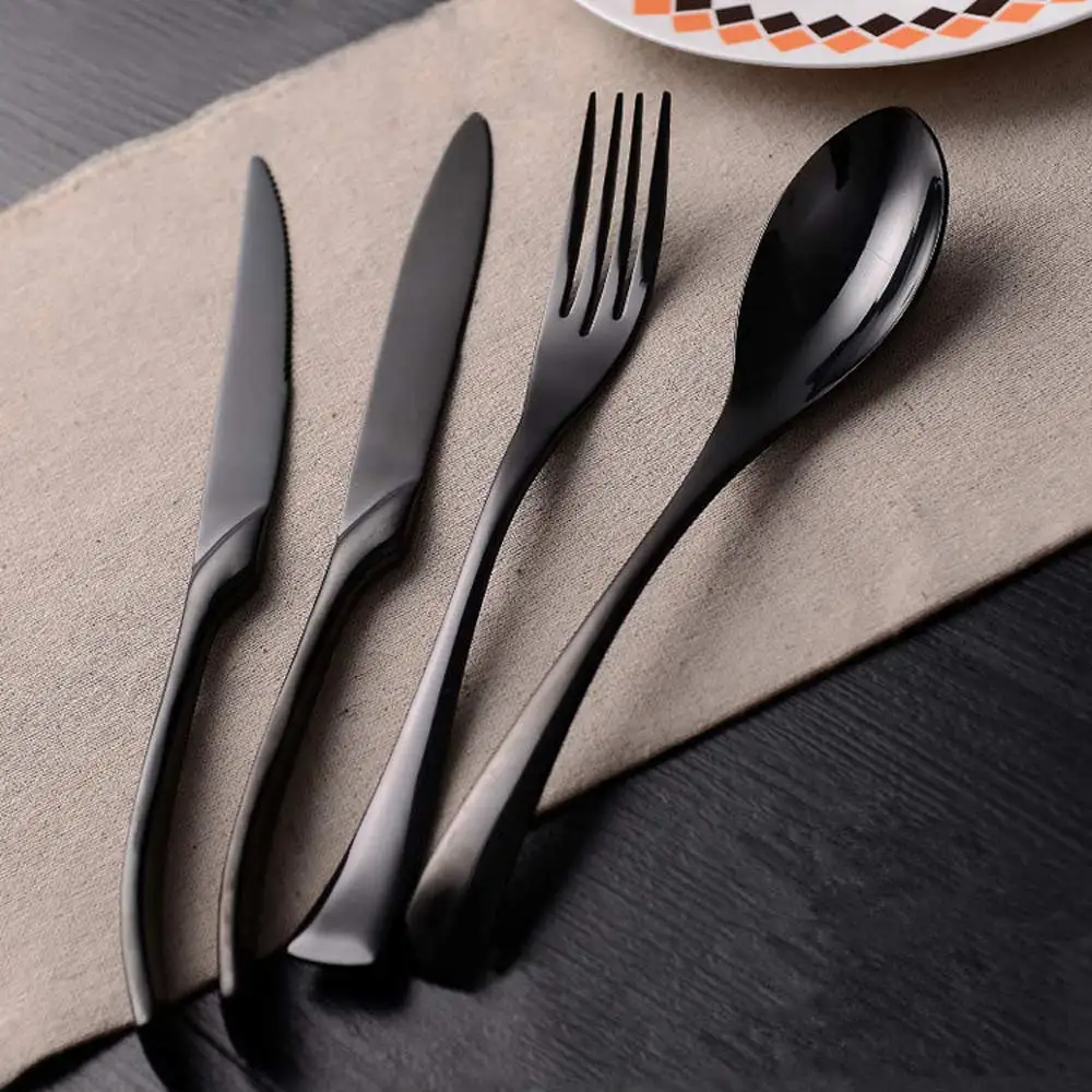 4pcs/lot Black Cutlery Set Stainless Steel Western Food Tableware Sets
