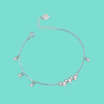 

Girls Chic Jewelry 925 Sterling Silver Bracelet Simple Style Star Bracelet Zircon Mosaic Design Solid Silver Chain Free Shipping