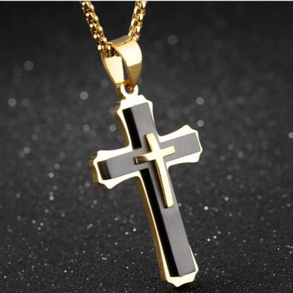 

Best Three Layers For Gold Silver Black Celtic Orthodox Cross Pendant Men's Necklaces Divine Pendants Charms Thomas Style
