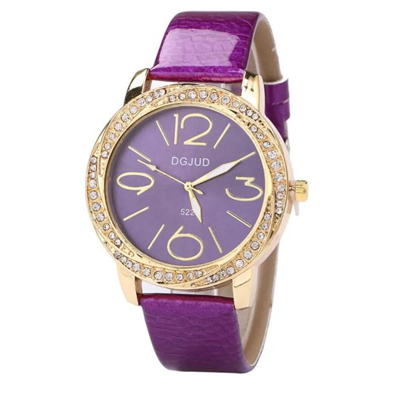 Women's watches casual watches Glitter Leather Band Alloy Quartz Wrist Watch with Diamond women Clock relogio feminino M14 (2)