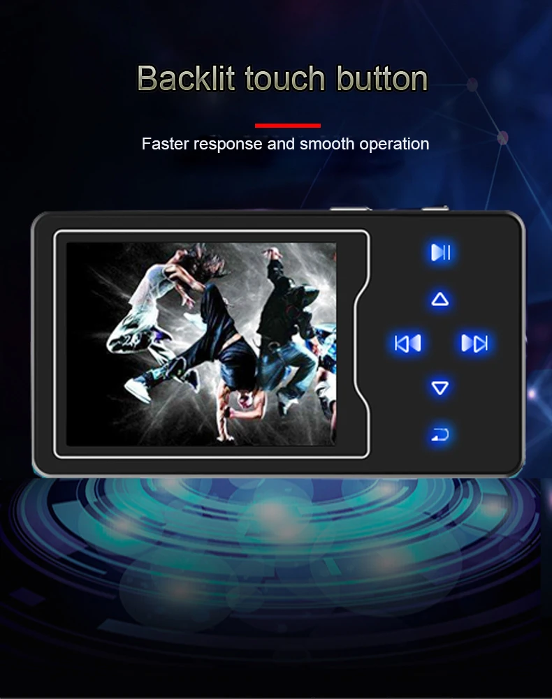 2018 16GB Bluetooth 4.0 MP3 Player with Speaker 2.4 Inch TFT Color Screen, FM/Voice Recorder Lossless Sound Metal Music Player
