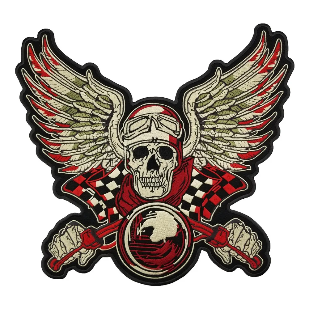 

Angles Skull Vest Embroidery Patch Rider Iron On Back of Jacket Patches for Clothes Custom DIY