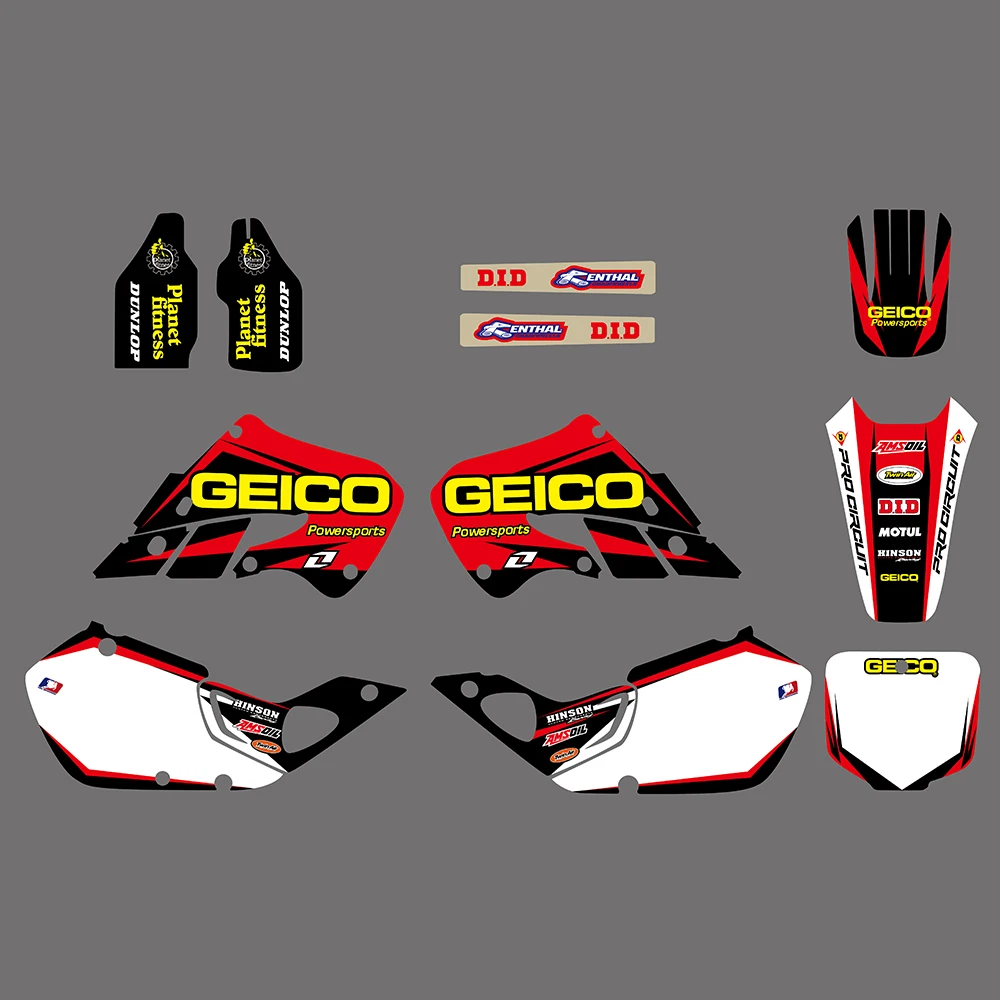 Стиль красный и белый команды наклейки графика и Фоновые наклейки для Honda CR125 CR250 1997 1998 1999 CR 125 250
