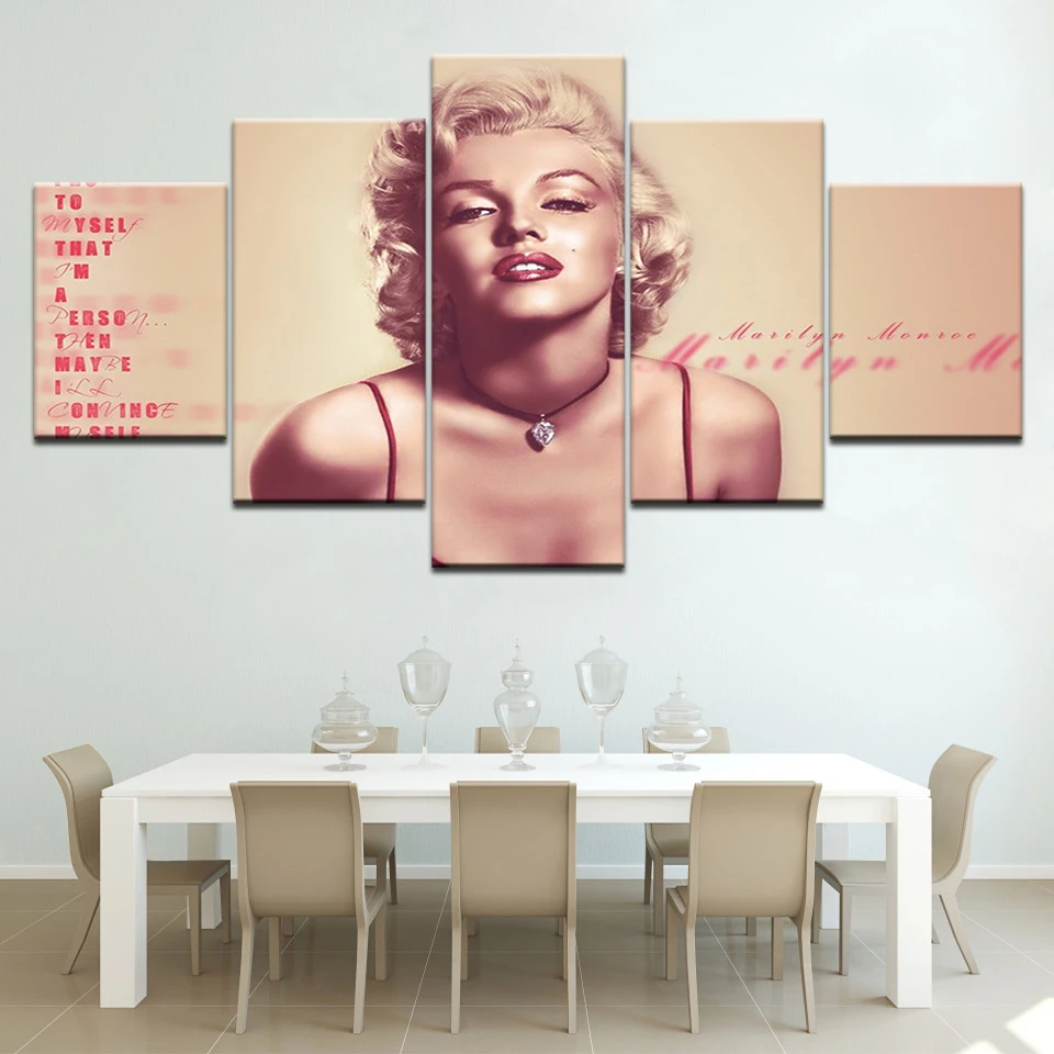 

Sexy Marilyn Monroe Canvas Painting Home Decor For Living Room Canvas Art Frames 5 Panel Printed On Canvas Wall Picture