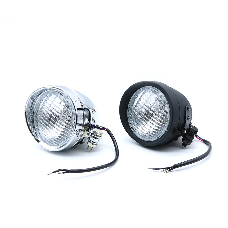 Хромированная/Черная пуля фара для мотоцикла 12V Harley Honda Yamaha Suzuki скутер