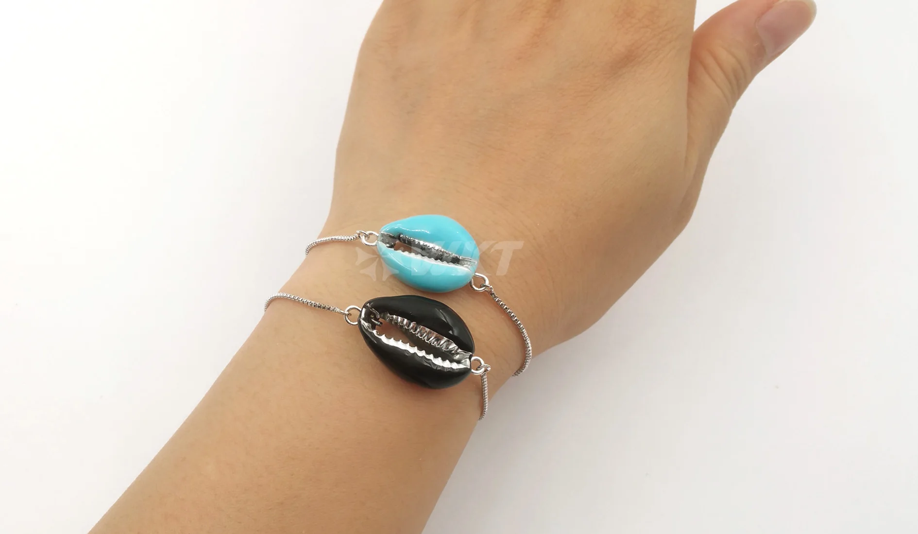 WT-B466 WKT Multi Color Cowrie Shell Bracelet Resin Oil With Silver Electroplated Shell Bracelet Women Vintage Bracelets Jewelry