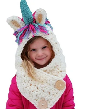 

2018 Kids Winter Hats Girls Boys Children Unicorn Crochet Warm Caps Scarf Set Baby Bonnet Cartton Cute Hat for Girl Boy