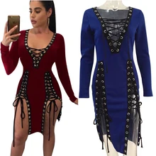 Платье для ночного клуба сексуальный ремень Глубокий V ажурные платья знаменитостей с длинным рукавом dj ds сценическая одежда певцов джаз танец DNV10968