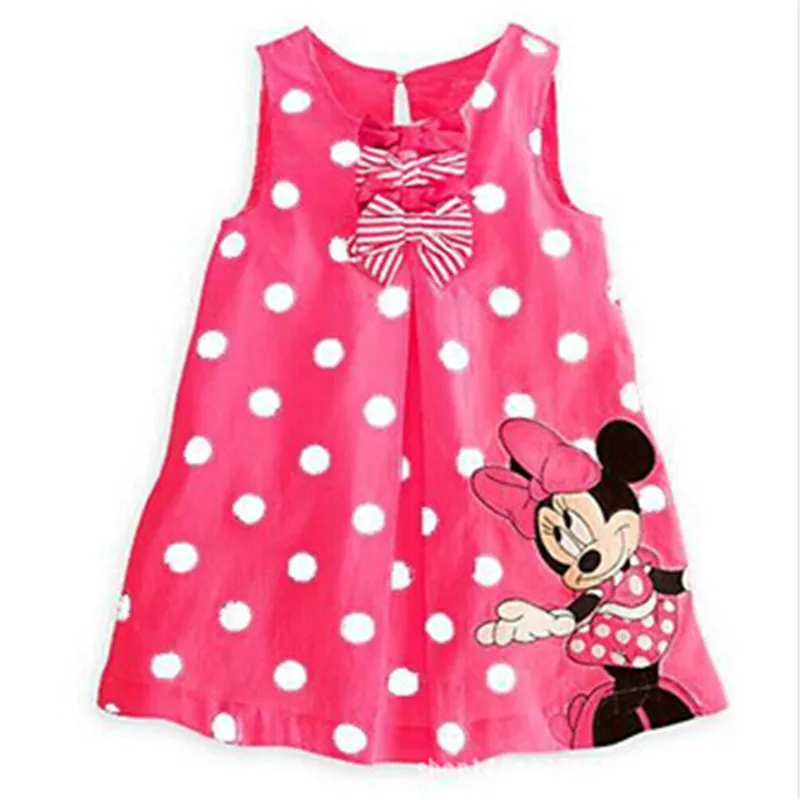

2019 Newborn Baby Girls Dresses Children Summer Sleeveless O-Neck Dress Kids Cotton Dot Character Clothes A-line Casual Clothing