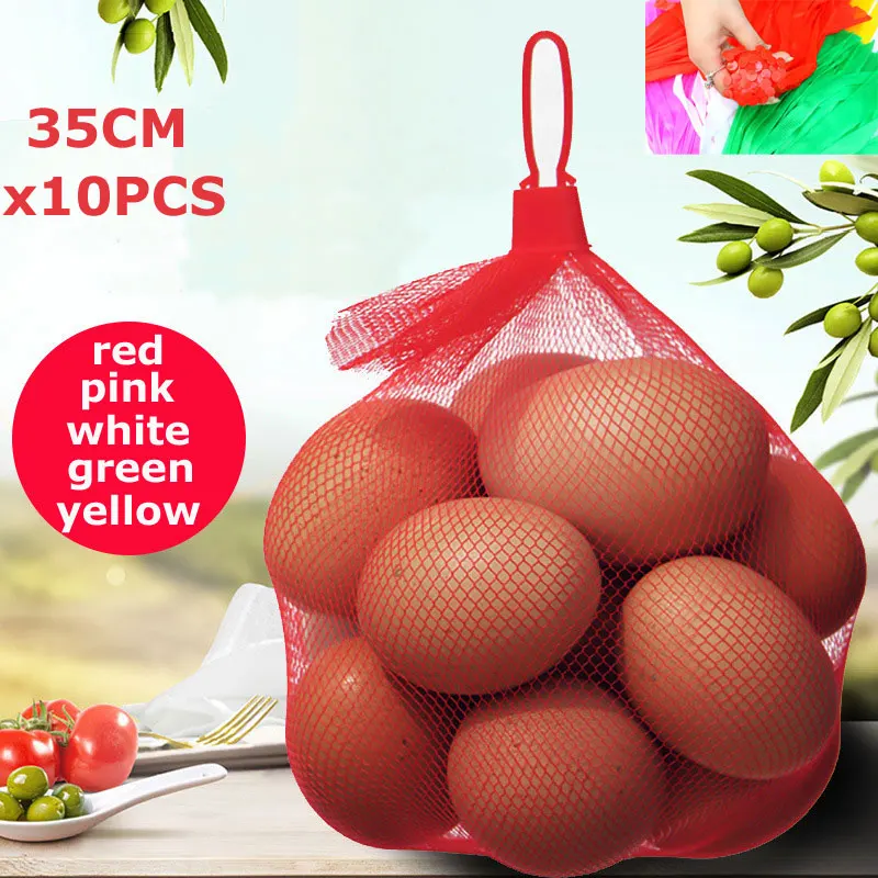 

10PCS X 35CM Nylon Mesh Net Bags for Vegetable Fruit Egg Nuts Toys Storage Packaging Organizer with Plastic Buckles