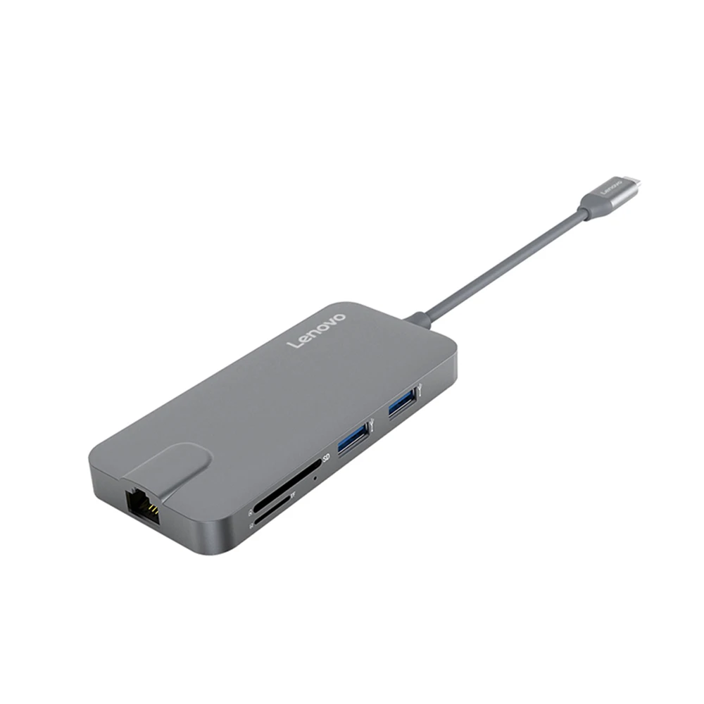 Lenovo USB 3,0/2,0 концентратор USB C к Gigabit Ethernet RJ-45 адаптер type-C до 4 к HD адаптер SD/TF кардридер для type-C ПК ноутбук