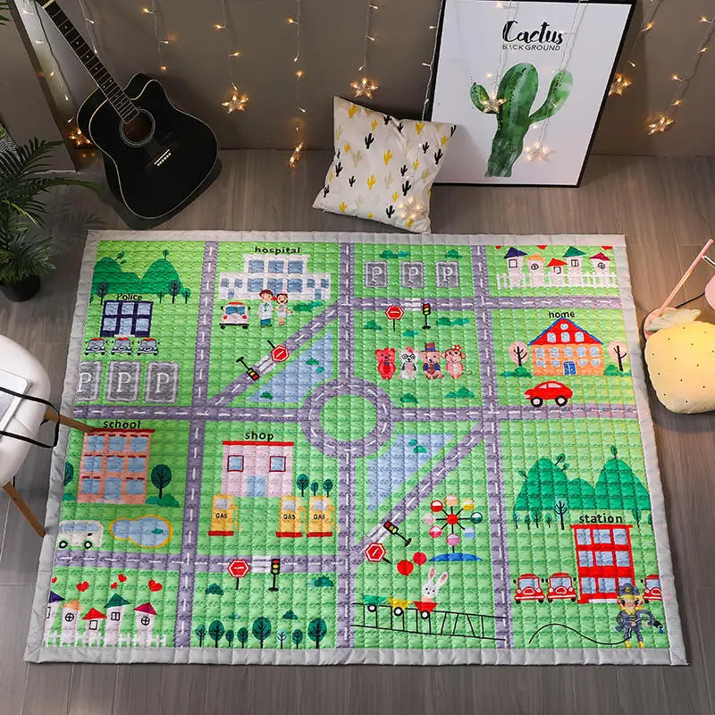 TREENDPOOL детский хлопковый игровой коврик, детский игровой коврик 150x200 см Ludo, машинная стирка, коврики для гостиной/спальни, противоскользящие - Цвет: Style 3