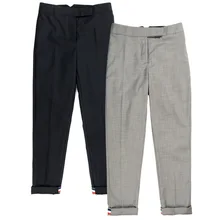 77fang brand women’s high quality summer fashion black grey ankle-length basic suit pants