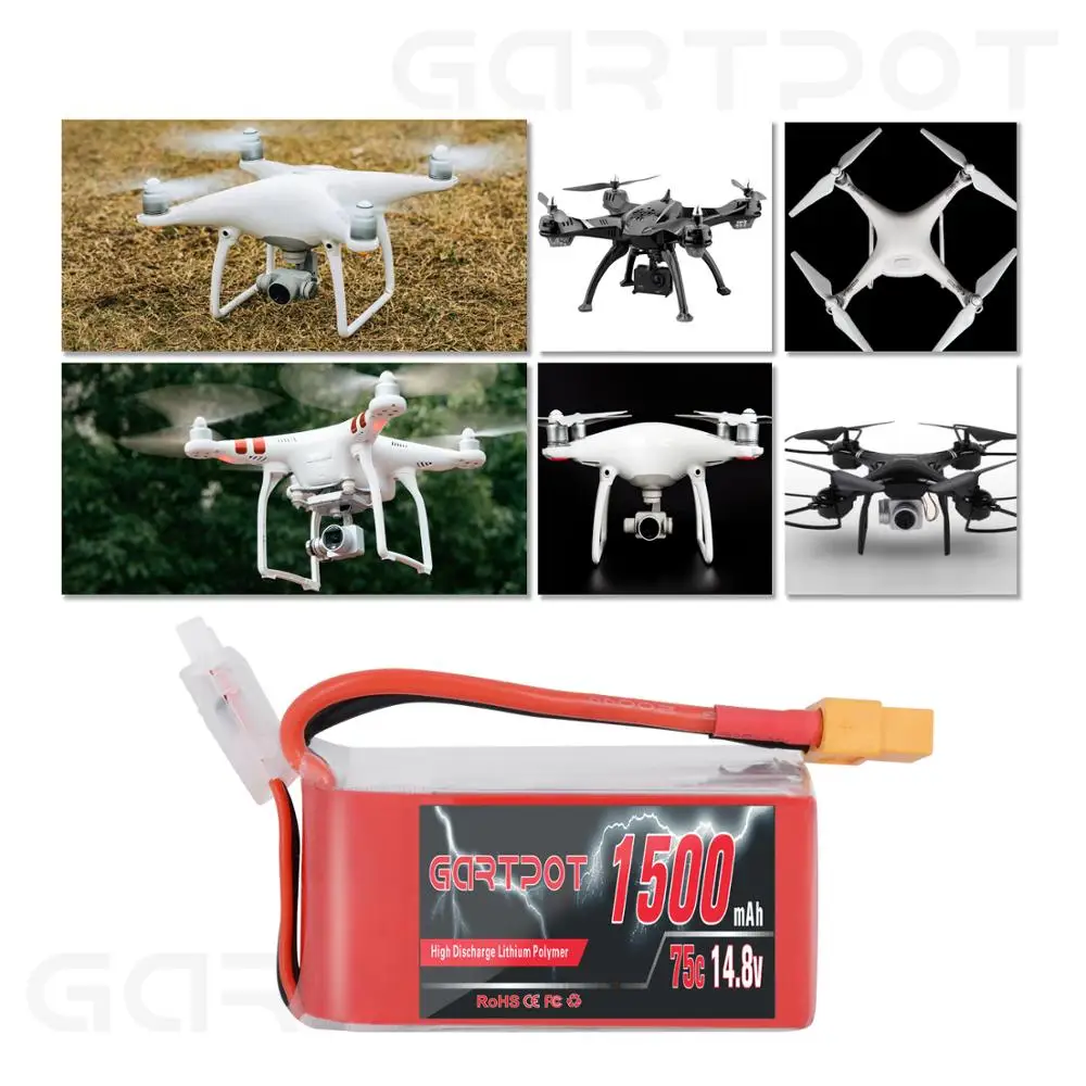 2 единицы GARTPOT 1500mAh 14,8 V lipo fpv батарея 75C Lipo батарея дроны 4S батарея 14,8 v с XT60 для радиоуправляемого автомобиля вертолета