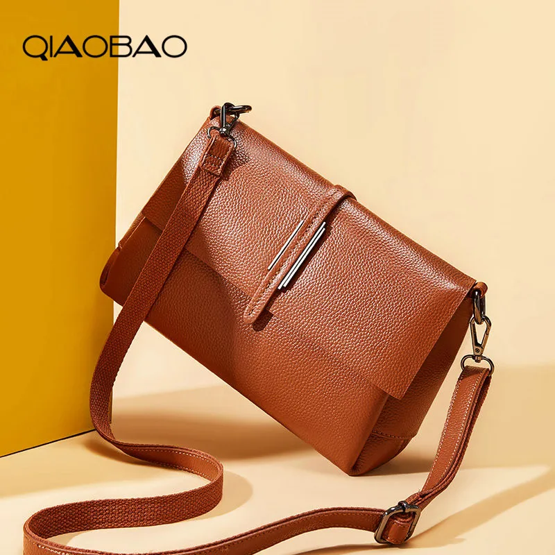 

QIAOBAO 2019 Luxury 100% Genuine Leather Handbags Crossbody Bags for Women Quality Shoulder Messenger Bag Ladies Flap Bag
