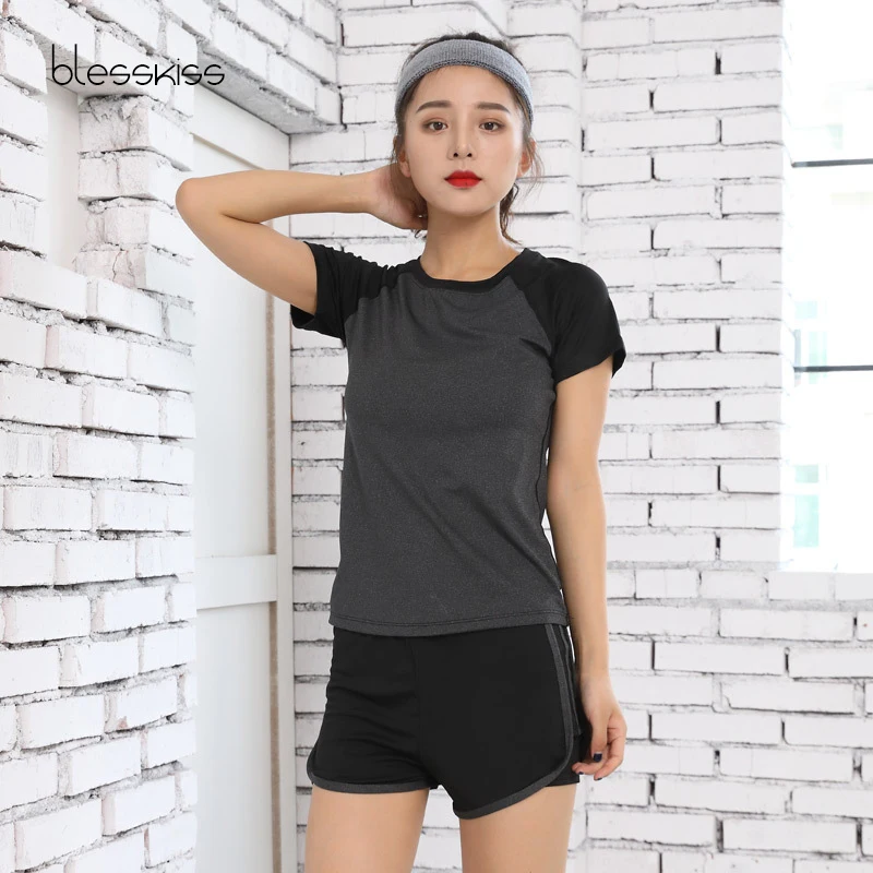 Yoga Top Sports T Shirt Yoga Shirt Sports Shirt BLESSKISS XXL Sport Shirt Women Yoga Top Fitness Cloth Short Sleeve Workout Tee T shirt For Ladies Neon Running Tshirt Plus Size