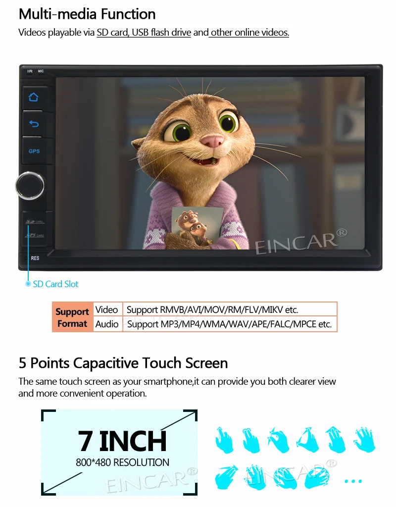Sale Android 6.0 Car Stereo Capacitive Touch Screen without DVD Player support GPS Navigation Radio USB WiFi Backup and Front Camera 8