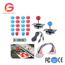 2 Players Zero Delay Arcade Game USB Encoder DIY Parts + Joystick + Push Buttons for MAME Sanwa Raspberry Pi AC782