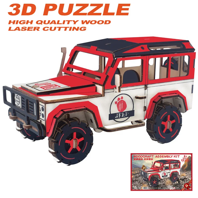 DIY Laser Cutting 3D suv-thunder Wooden Puzzles Learning Educational Toy Game Assembly Toys for Children Jigsaw Kids | Игрушки и хобби