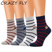 Магазин Crazy Fly Модные полосатые носки хлопковые женские носки мультфильм Картофель фри Радуга узорные милые Harajuku Короткие смешные носки для женщин