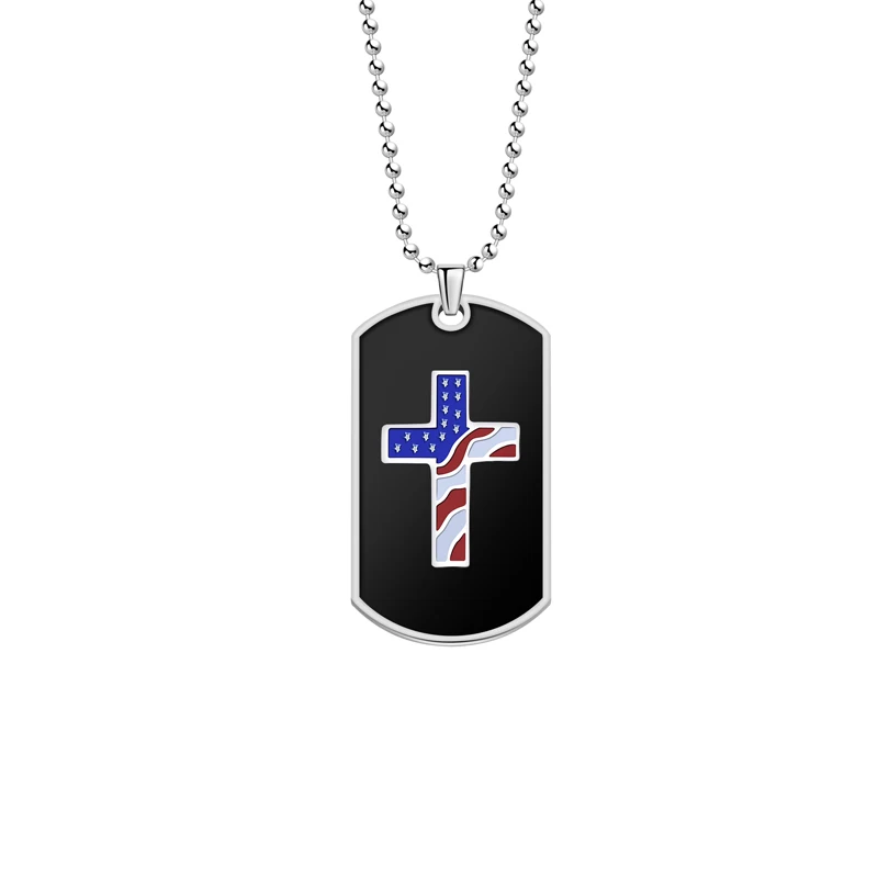 

Cross Jesus Christ necklace jewelry stainless steel enamel dog tag necklace