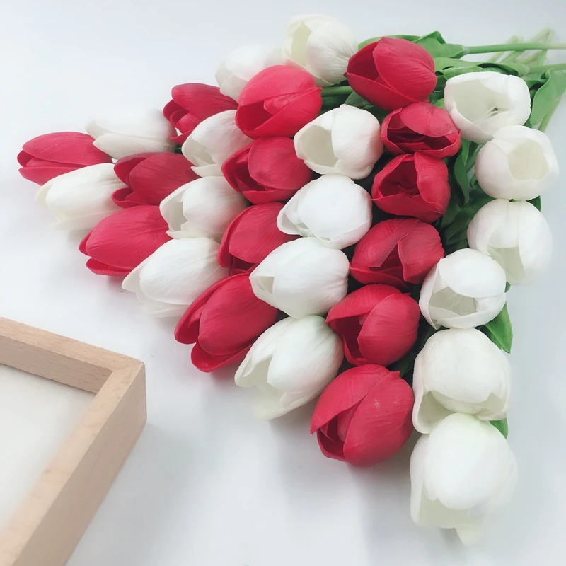 20 шт./лот pu цветок тюльпана в реальном сенсорный Свадебный букет искусственных цветов для дома на день рождения вечерние украшения
