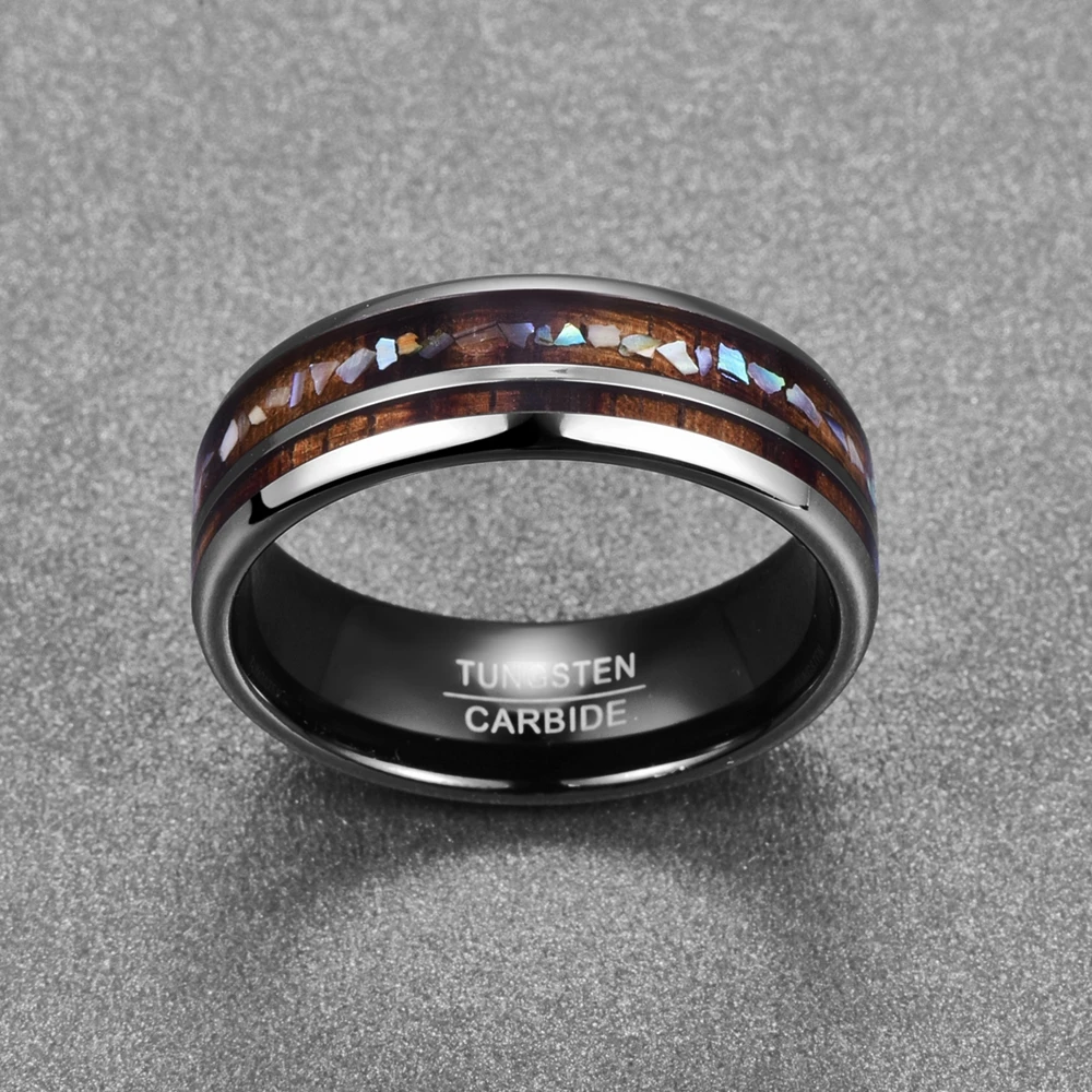 Nuncad классические мужские кольца шириной 8 мм шпон ручной работы инкрустация сломанной оболочки карбида вольфрама кольцо для мужчин подарок dropshippingT098R
