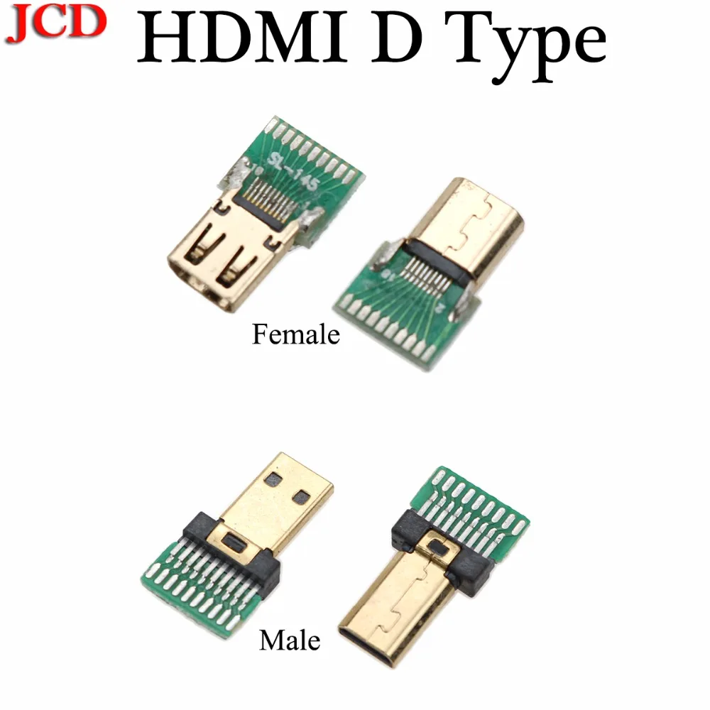 JCD Новый позолоченный разъем 19P MICRO HDMI Тип D штекер/Micro гнездовой с печатной платой