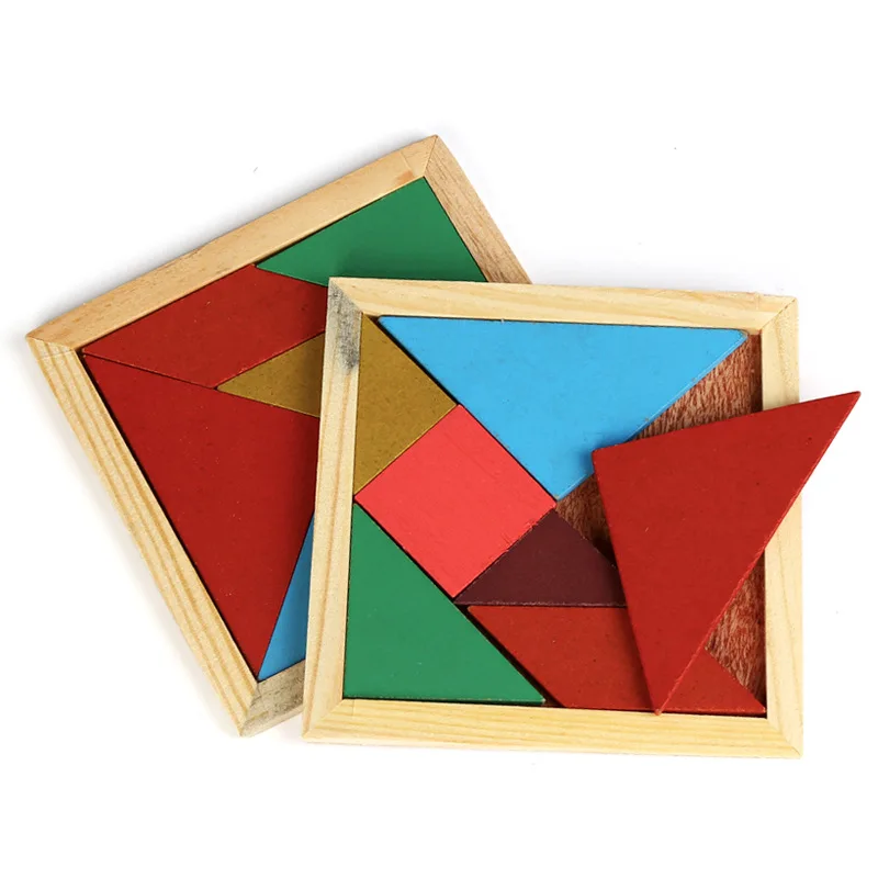 

Wooden Jigsaw Puzzle 7 Pieces Puzzle Colorful Square IQ Game Brain Teaser Smart Educational Toy Children