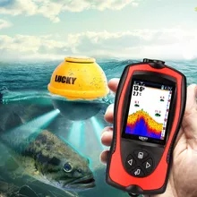 Sonar Fish Finder for Fishing FF1108-1CWLA English&Russian Menu Wireless Sonar Color Fishfinder 147ft/45m Water Depth Sonar Fish