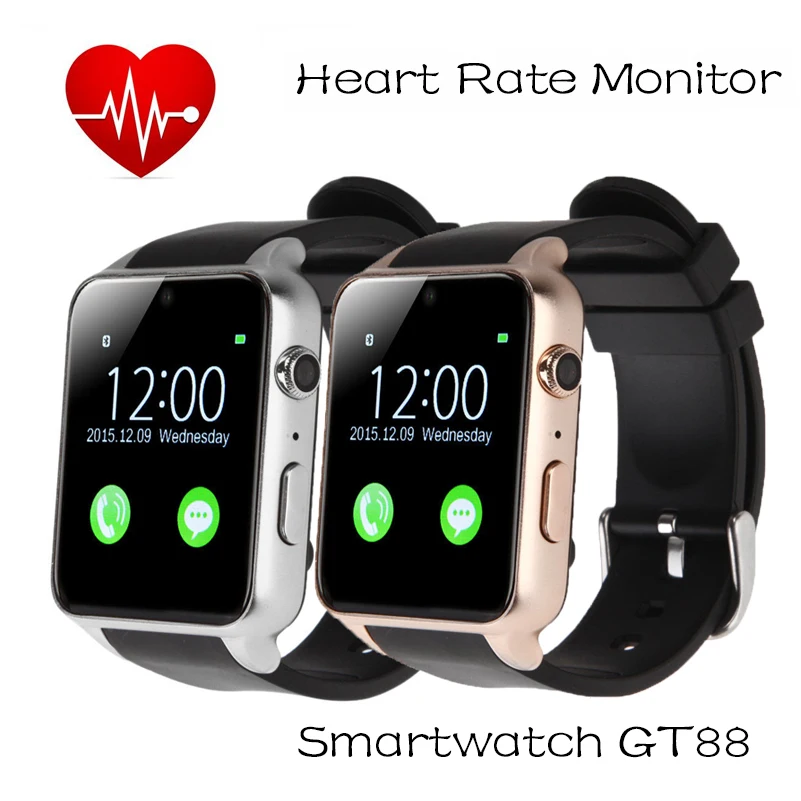 Waterproof GT88 Smart watch Heart Rate Monitor MTK2502C Bluetooth font b Smartwatch b font For Apple