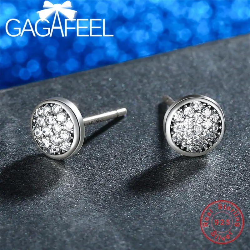 GAGAFEEL, модные серьги из чистого циркония, 925 пробы, серебряные серьги-гвоздики для женщин, подарок на свадьбу, юбилей