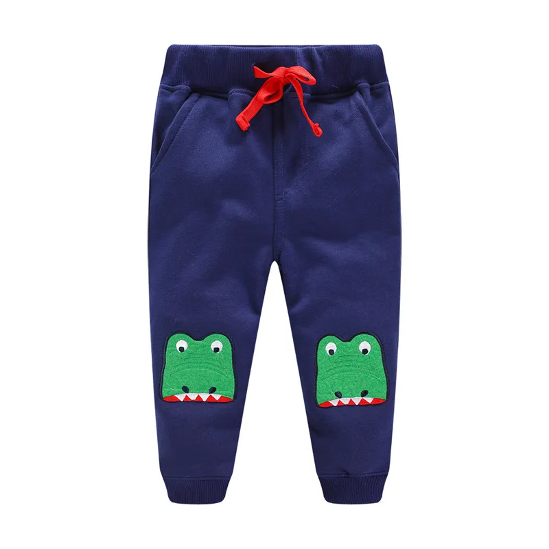 Baby boys new style pants boys cute cartoon pants with applique lovely dinosaur heads top baby boys spring autumn winter pants