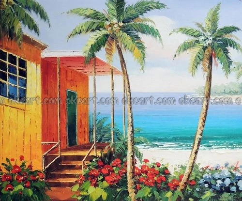 100% ручной росписью Мексиканская Beach House Surf Shack Ocean кокосовой пальмы украшения