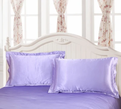 Черный атлас наволочки/наволочки постельные принадлежности двойное лицо Charmeuse натуральный чистый шелк наволочка King Sleep белый/розовый 48X74 см - Цвет: Lilac