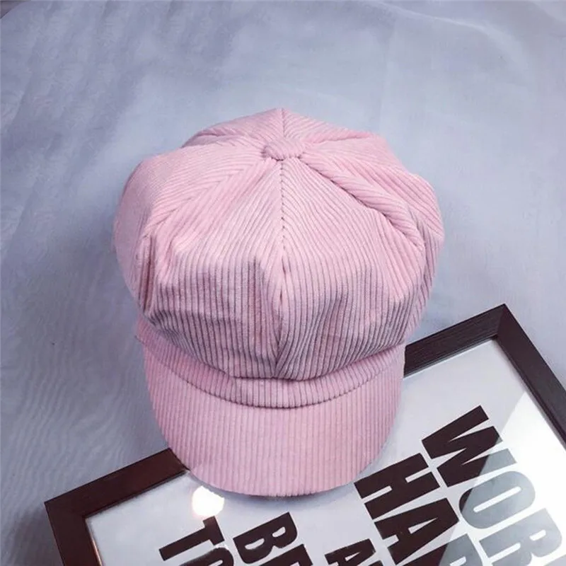 Восьмиугольные шляпы новые летние осенние модные женские берет в стиле винтаж Кепка таксистка Newsboy плоская остроконечная шляпа Твердые Восьмиугольные шляпы - Цвет: Light Pink
