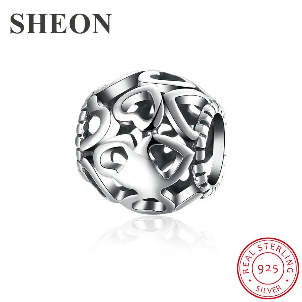 

Hot Sale 925 Sterling Silver Heart Hollow Beads Charms Fit Authentic Pandora Bracelet DIY Fashion Jewelry for Valentine's Day