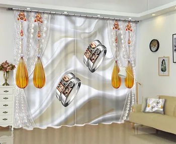 

3D Creative Photos of Rings Curtains Sunshade Window Curtains Custom-made Size