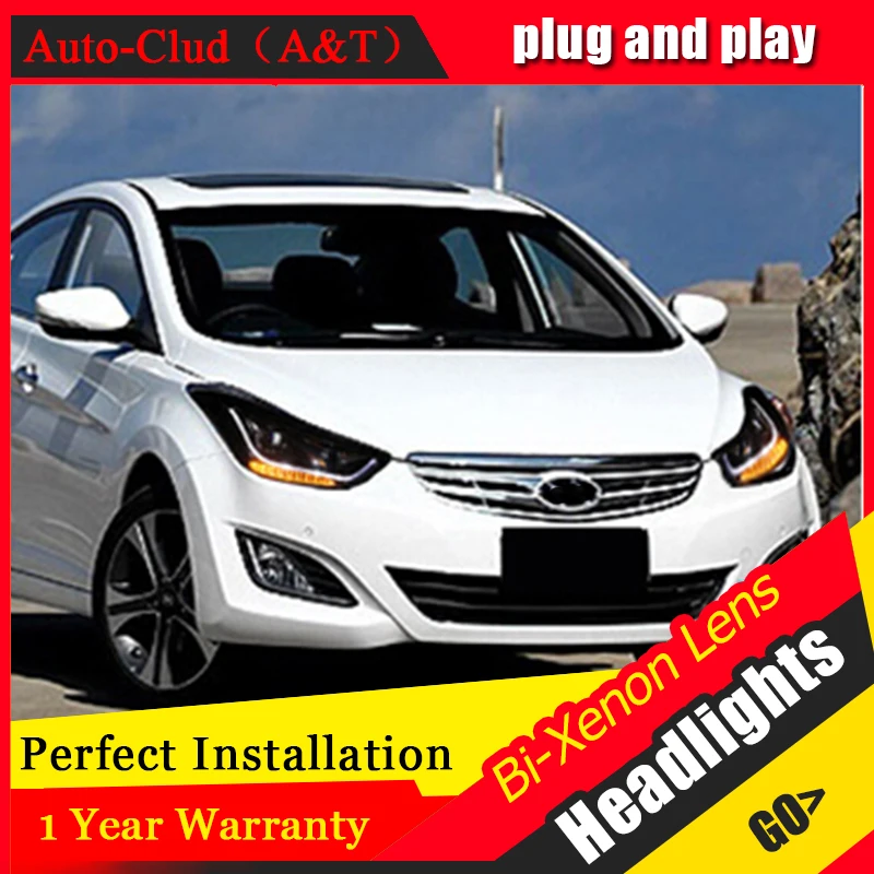 Auto Clud 2011 2014 For Hyundai elantra headlights LED DRL car styling light guide H7 elantra