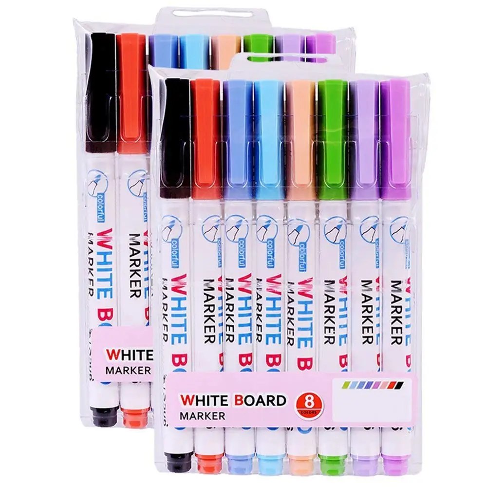 

White Board Marker, Fine Point Dry Eraser Markers with 8 Colors, Pack of 2