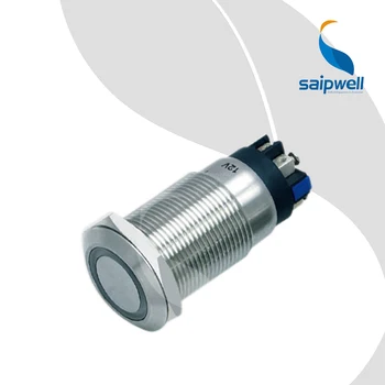 

19mm Resetable Type Flat Head Mini Push Button Switch / IP67 Metal-Enclosed Switchgear with Ring Shape LED (SP19-E3)