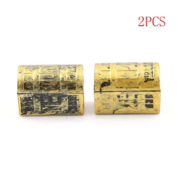 

2Pcs Vintage Treasure Box Mini Pirate Jewelry Box Case Kids Play Toys Doll House Accessories Dollhouse Miniature