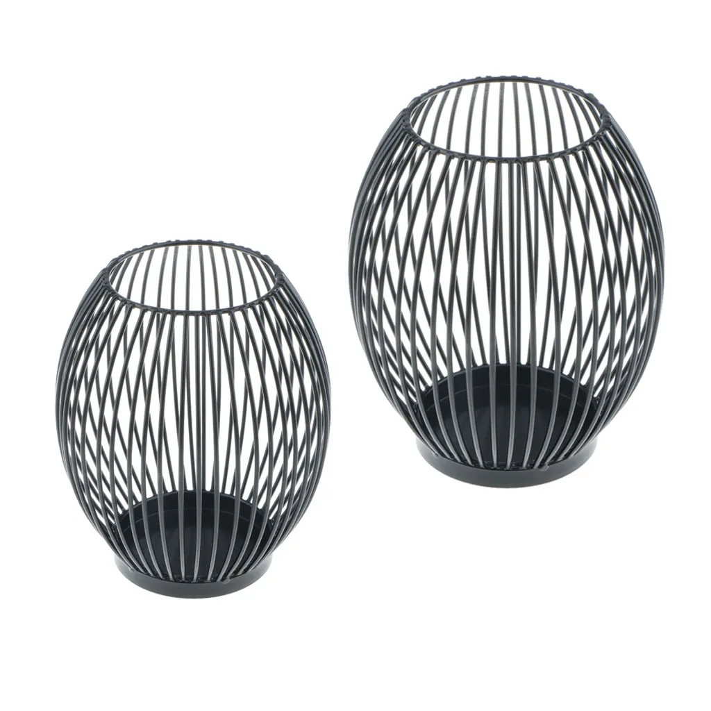 Set of 2PCS Hollow-out Bird Cage Candle Holder Tealight Votive LED Candle Candlestick Decorative Lamp