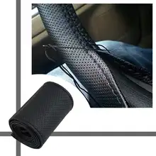DIY Hand-stitched Black Car Steering Wheel Cover