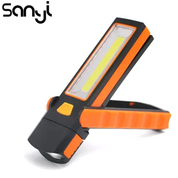 

Adjustable COB LED Work Inspection Light Hand Torch Lamp Magnetic Camping Tent Lantern With Hook Magnet Use 4*AAA